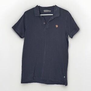 Fjallraven Polo Shirt Mens Large Navy Fox Logo Gorpcore Swedish Outdoor Hiking